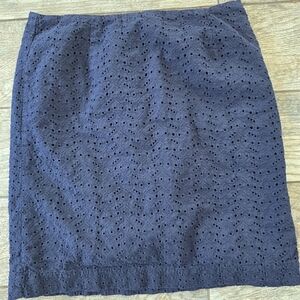 L.L. Bean Navy Blue Eyelet Pencil Skirt Favorite Fit Sz 10 Medium
